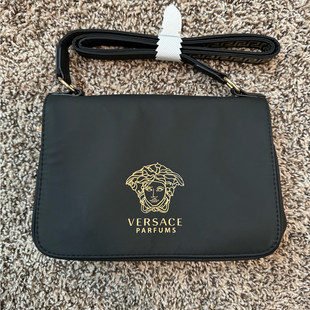 Versace Parfums Black Crossbody / Shoulder Bag Signature Head Logo NWOT